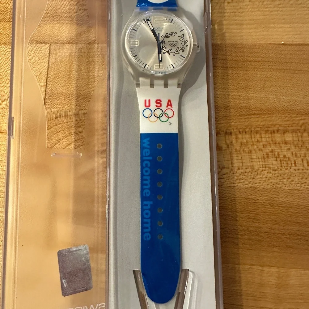 VTG Swatch Watch Athens 2004 Olympics, USA New in Box/sleeve UNISEX NEVER WORN!
